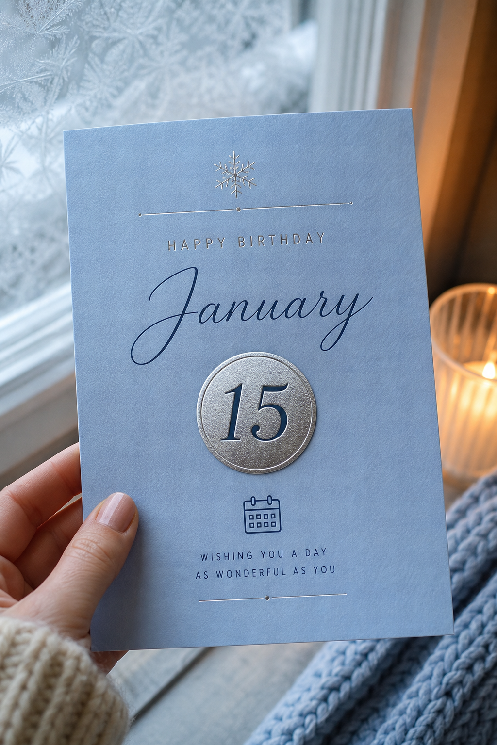 Classic editorial birthday card with date badge
