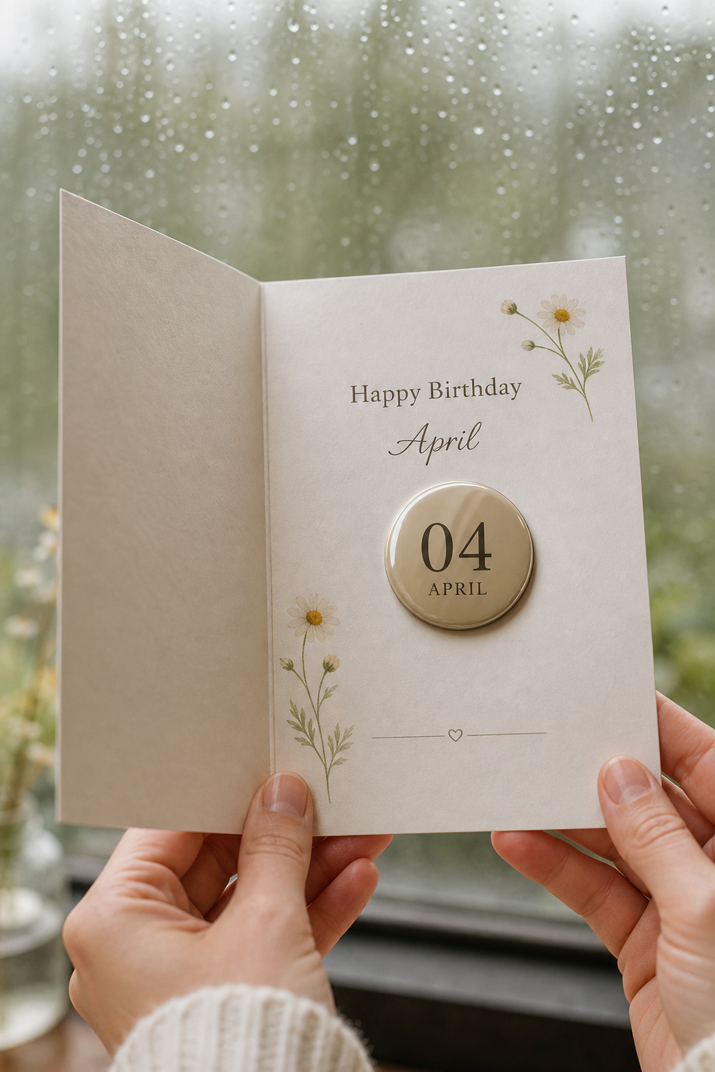 Classic editorial birthday card with date badge