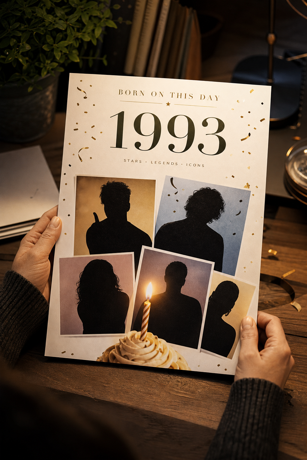 A “born on this day” social graphic for friends and family