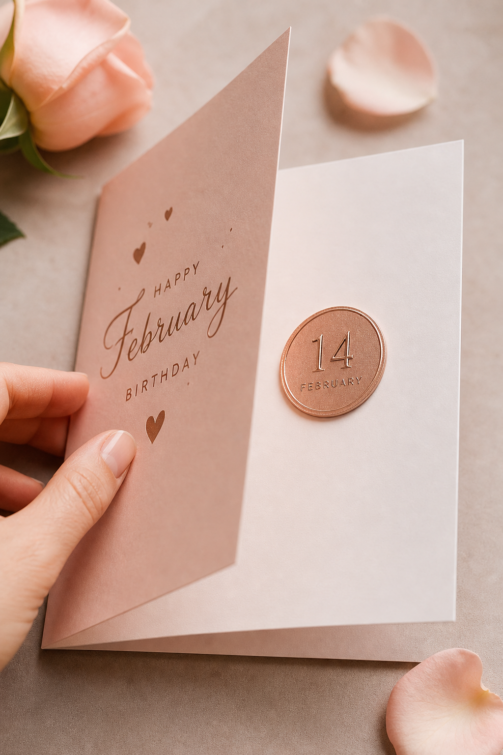 Classic editorial birthday card with date badge