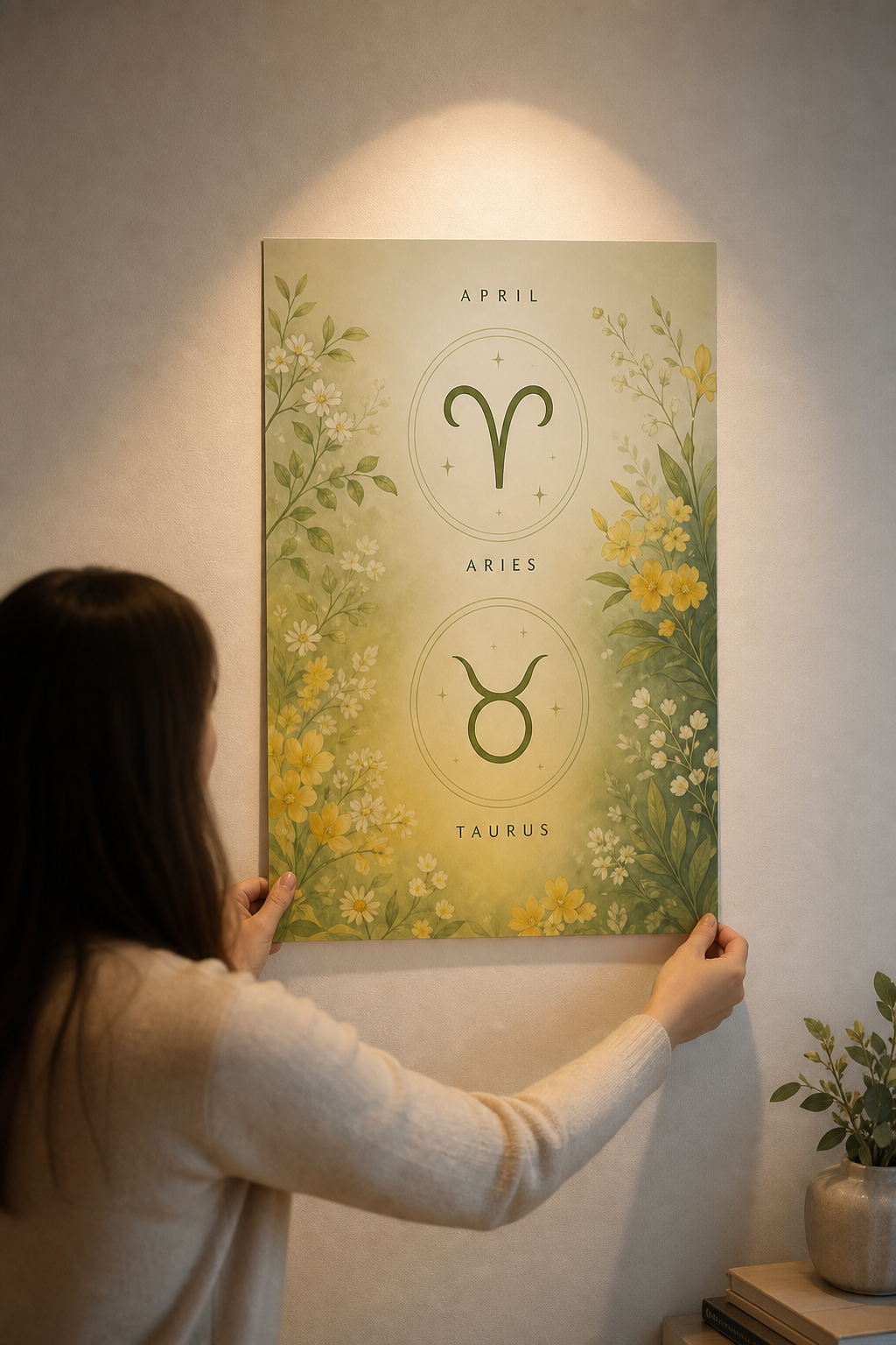Star-sign themed poster with soft celestial details