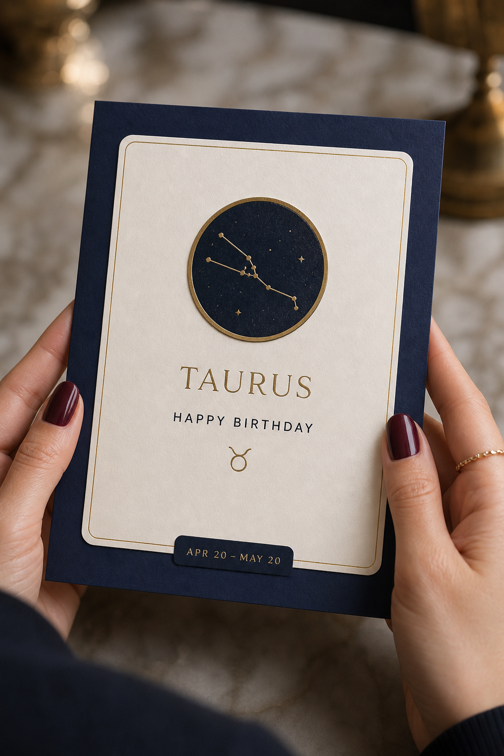 Classic editorial birthday card with date badge