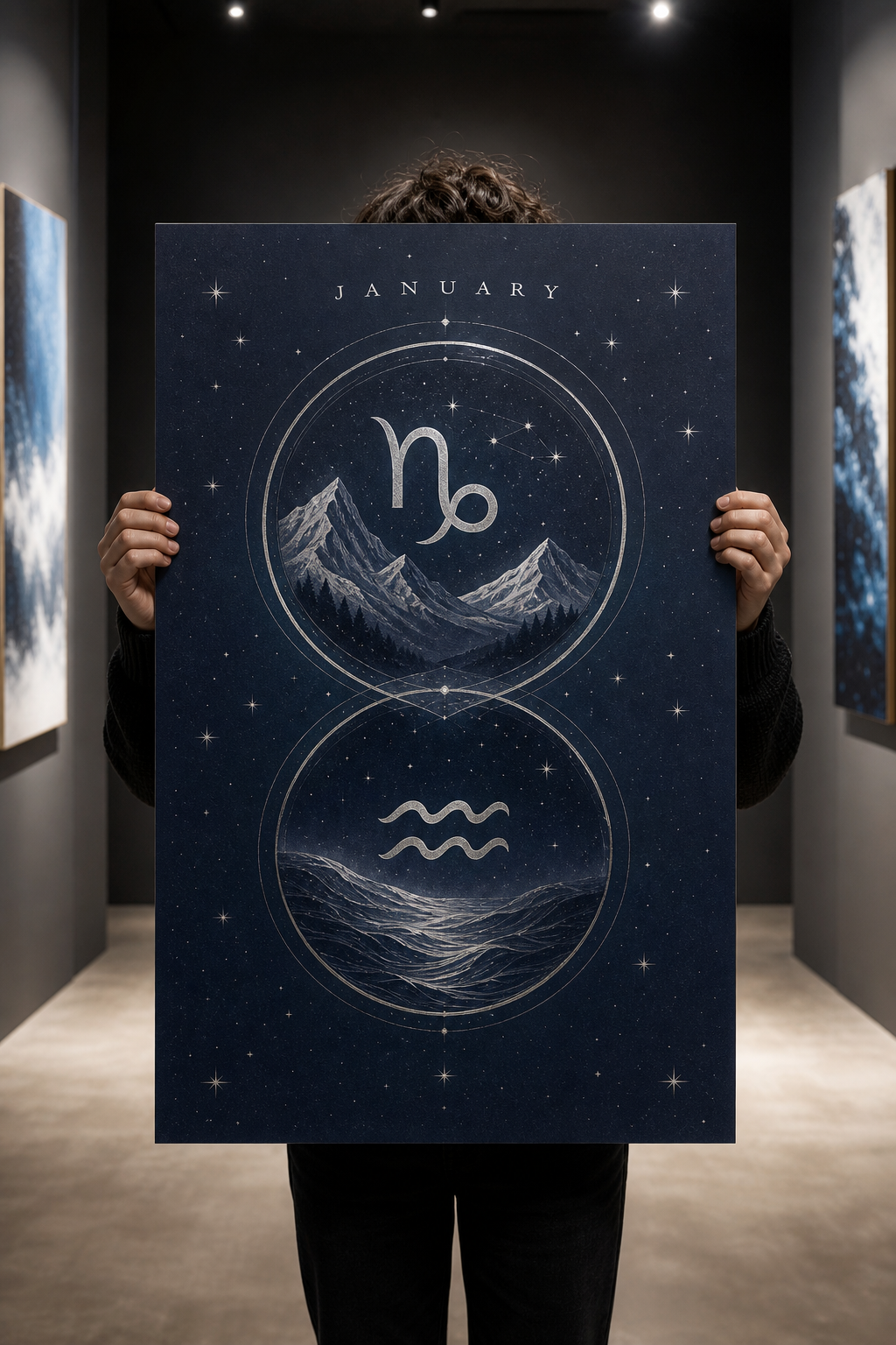 Star-sign themed poster with soft celestial details
