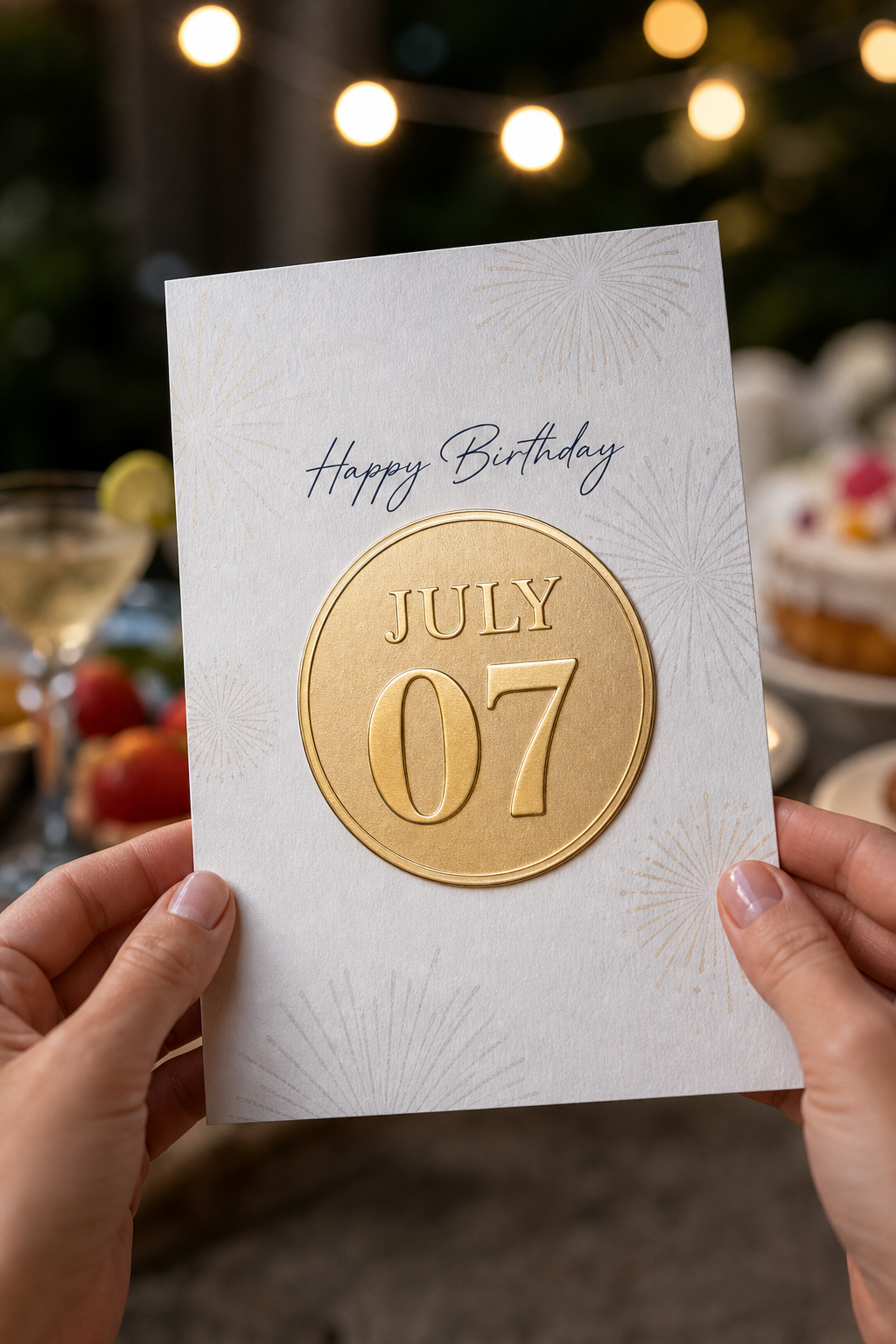 Classic editorial birthday card with date badge