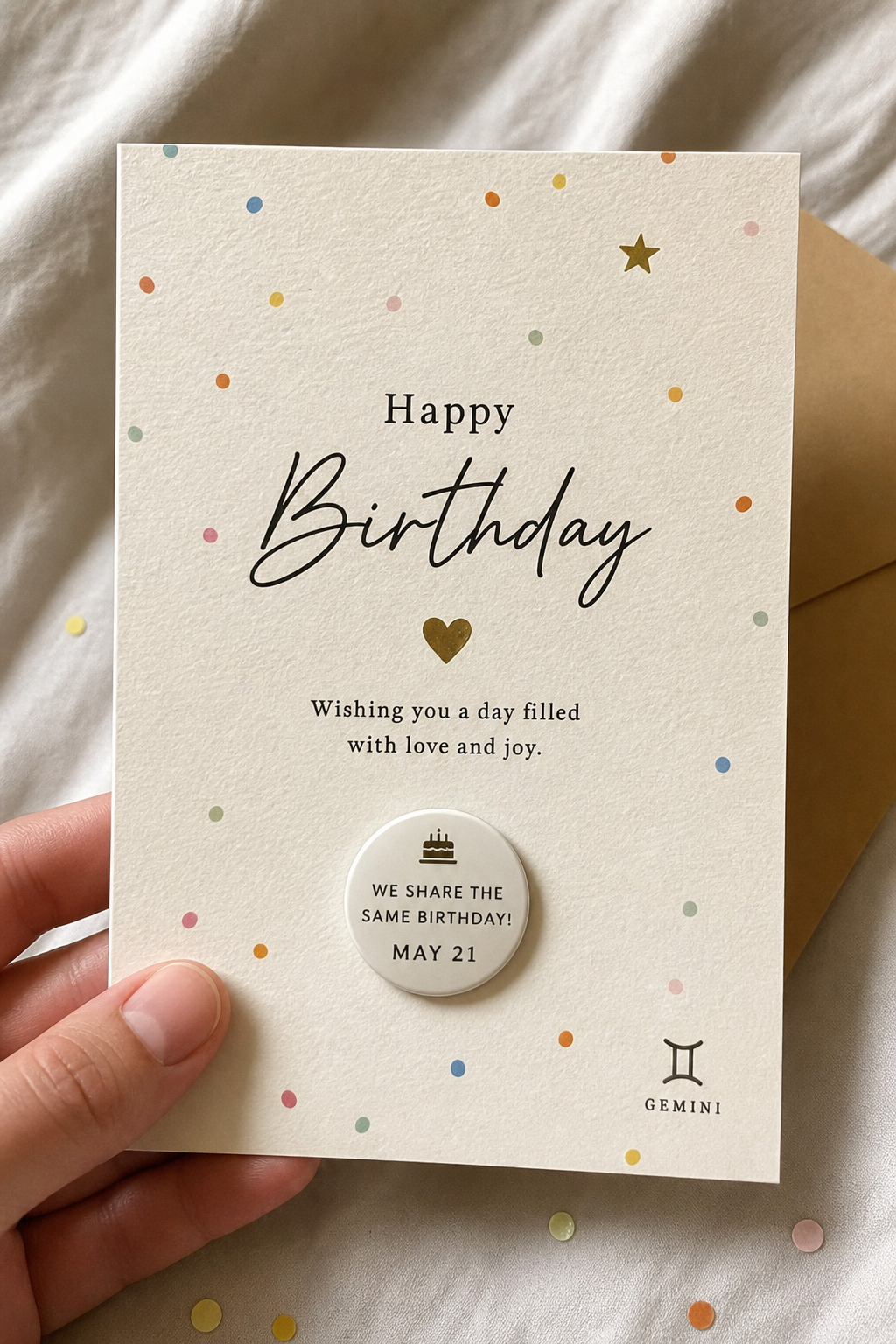 Classic editorial birthday card with date badge