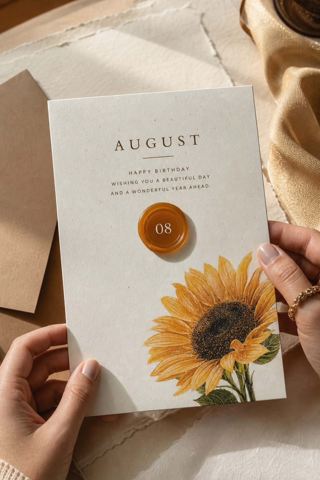 Classic editorial birthday card with date badge