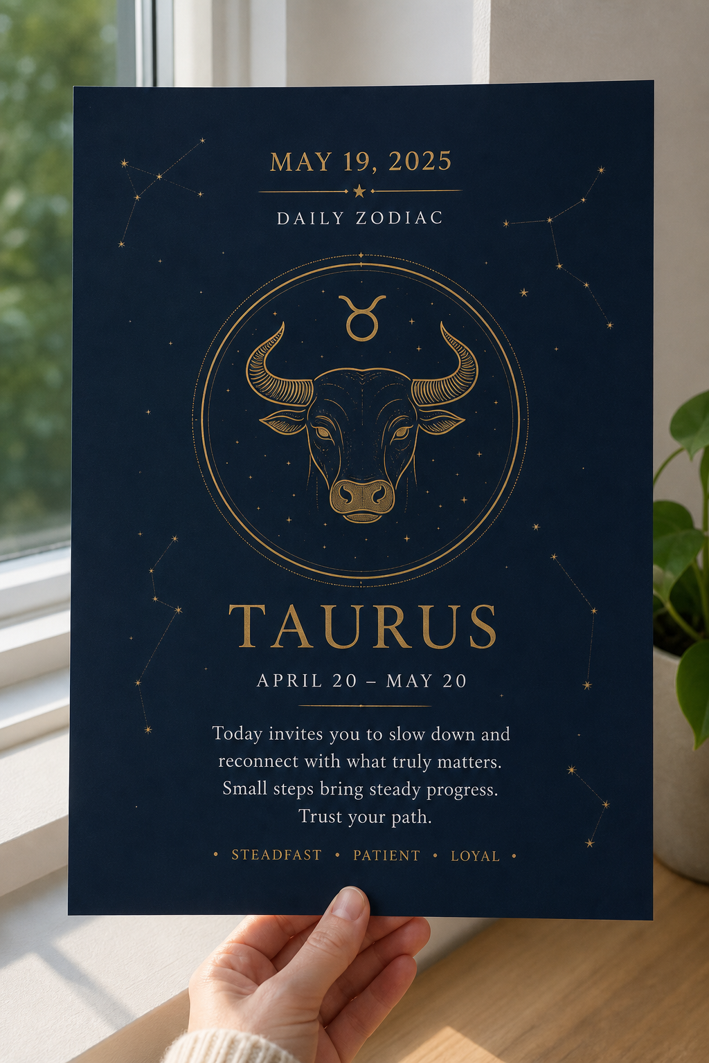 Star-sign themed poster with soft celestial details