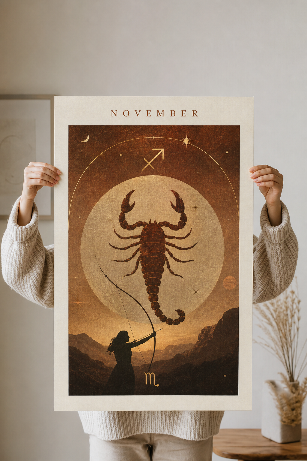 Star-sign themed poster with soft celestial details