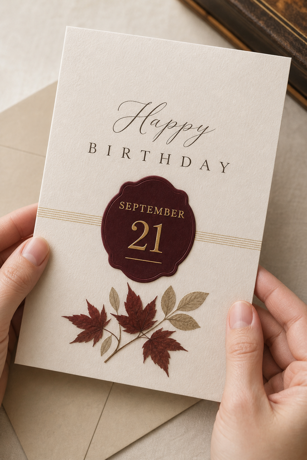 Classic editorial birthday card with date badge