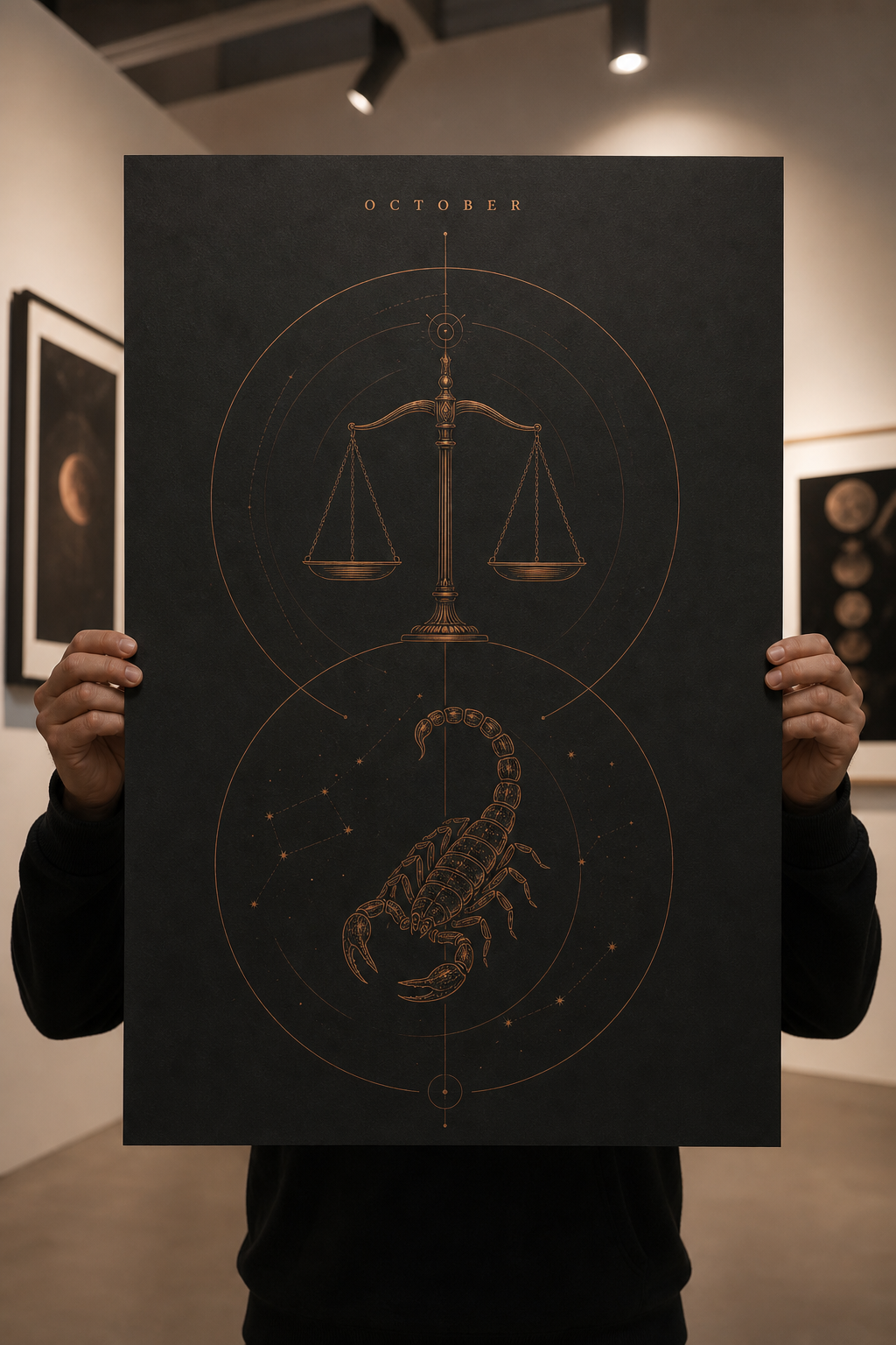 Star-sign themed poster with soft celestial details