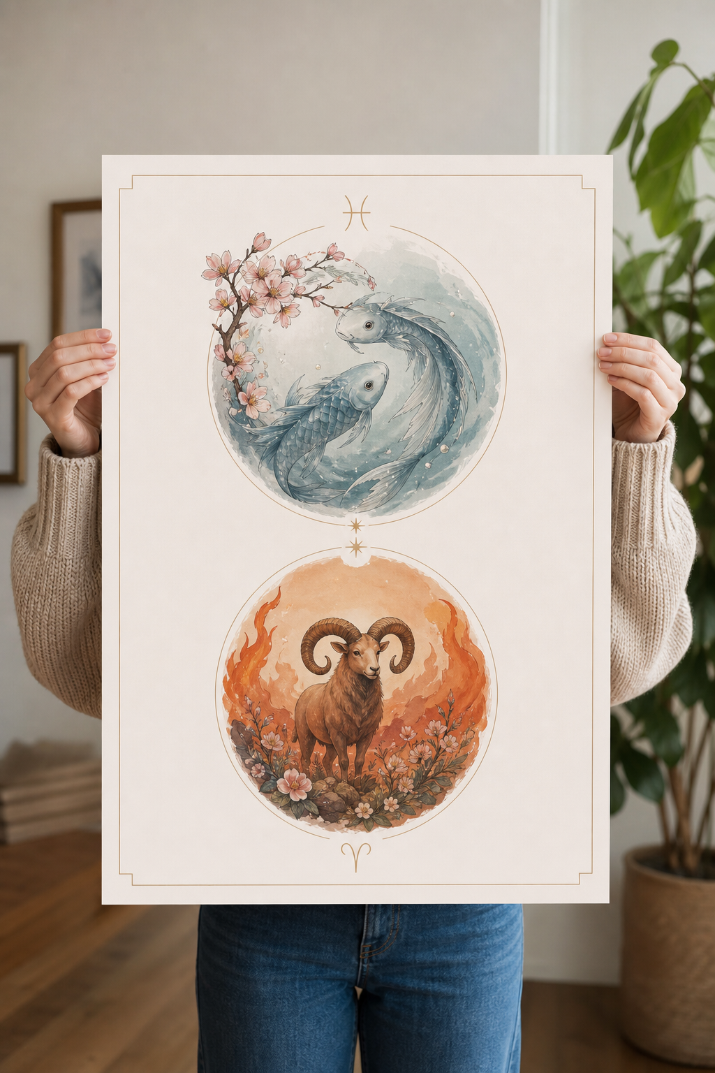 Star-sign themed poster with soft celestial details