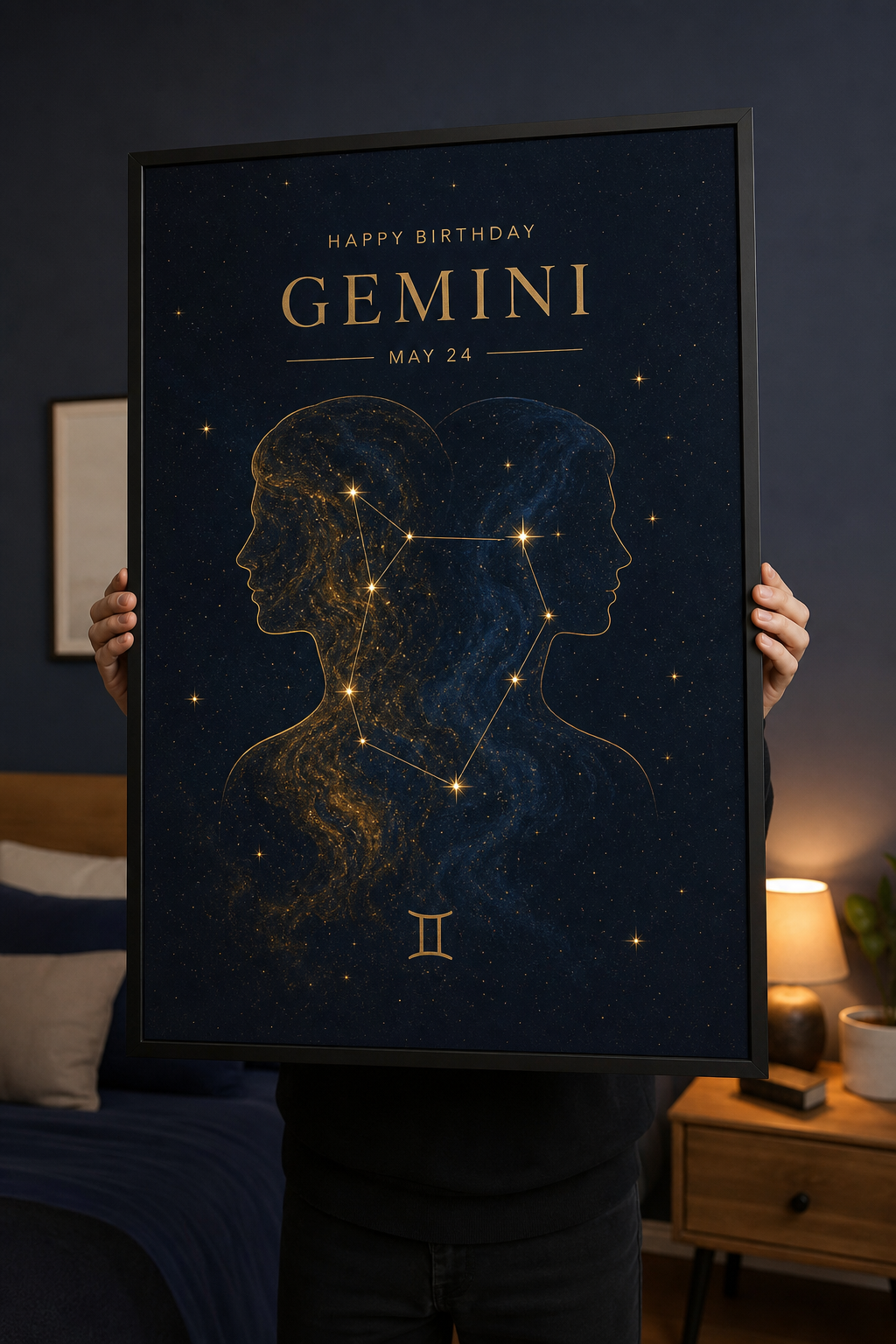 Star-sign themed poster with soft celestial details