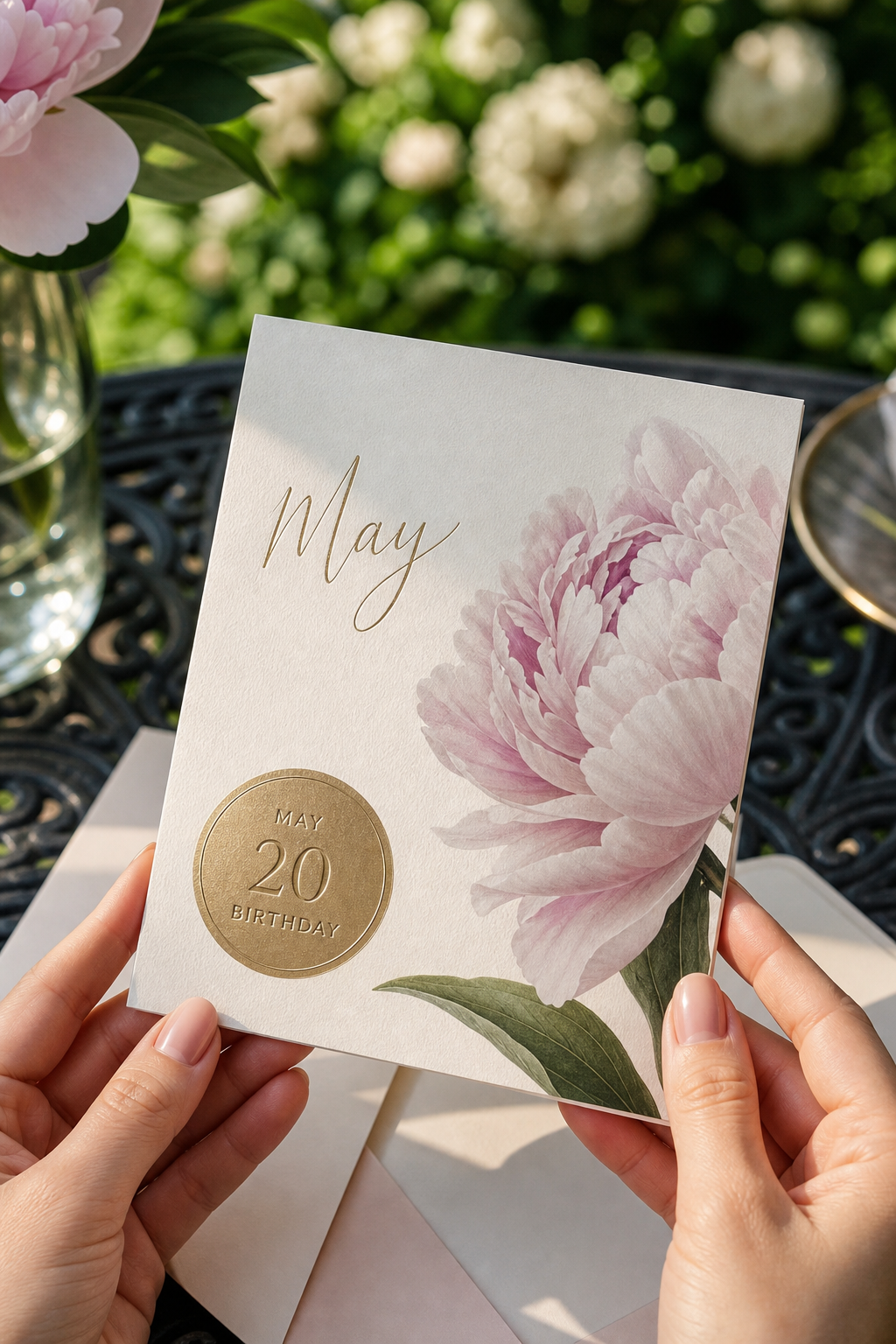 Classic editorial birthday card with date badge