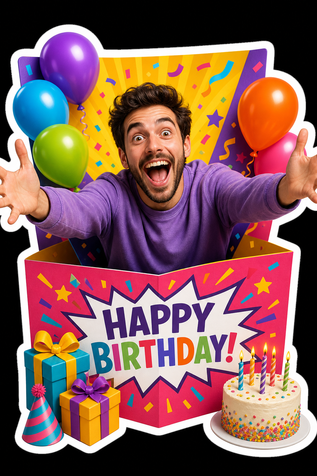 Colorful Party birthday card meme generator style